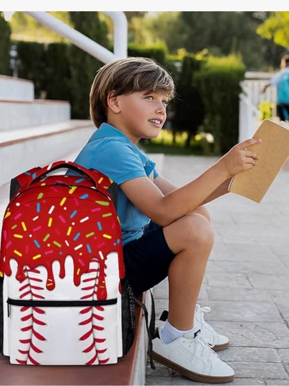 Kids Red & White Baseball Sprinkles Backpack